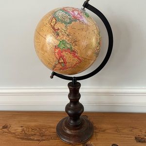 18” wooden globe decor